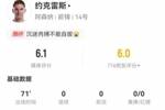 沉迷肉搏？约克雷斯3射2正+8对抗2成功 2犯规2造犯规 获6.1分最低